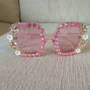 Sunglasses Pink Floral Frame NWOT